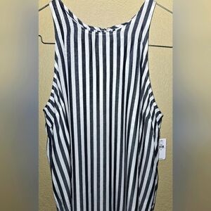 Old Navy Halter Neckline Gray & White Striped Tank